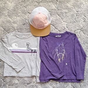 Carhartt Girls Long Sleeve Shirts And Hat EUC